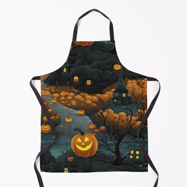 Item preview, Spooky Haunted House and Jack-o'-Lanterns Halloween Pattern designed and sold by hookline.