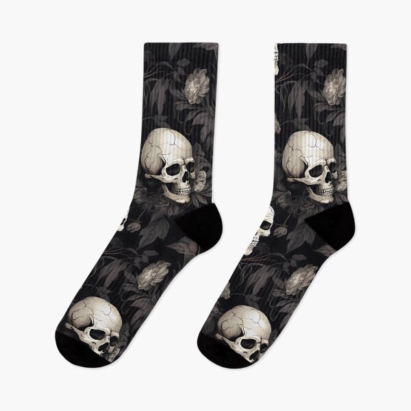 Item preview, Gothic Haunting: White Skulls and Creepy Dark Florals designed and sold by trendyzcom.