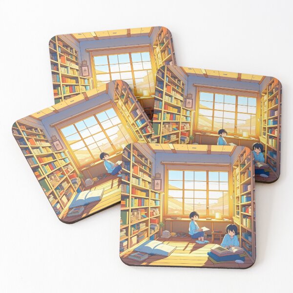 Item preview, Bright room with kids reading books Anime Style designed and sold by All Year Round.