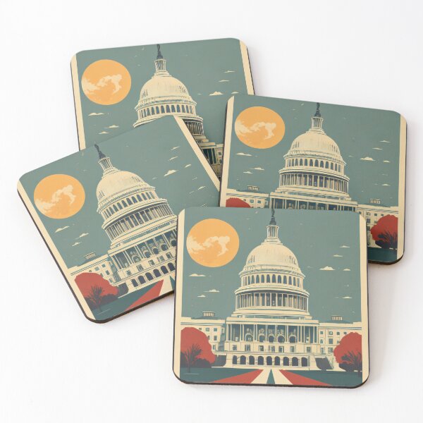 Item preview, Washington DC Vintage Minimal Retro Travel Poster designed and sold by Inari Designs.