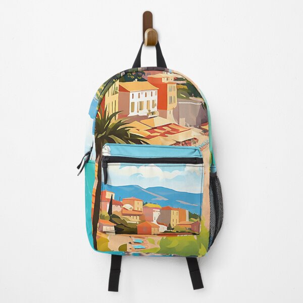 Item preview, A French Riviera landscape summer vibes illustration designed and sold by WallWhimsyWorks.