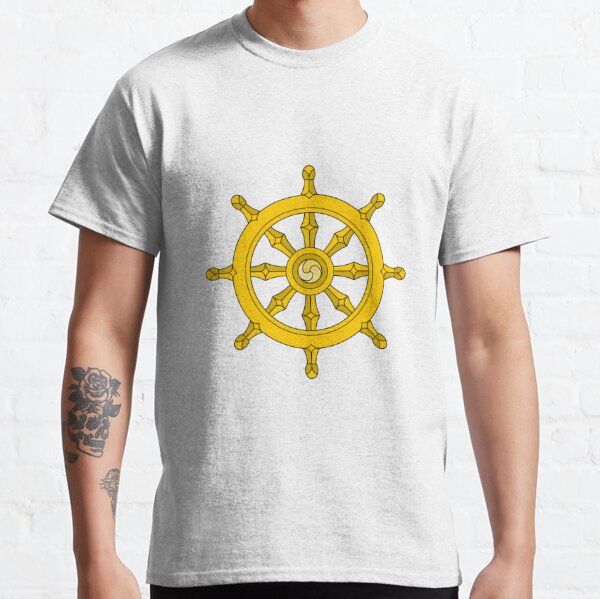 Dharmachakra, Wheel of Dharma. #Dharmachakra #WheelofDharma #Wheel #Dharma #znamenski #helm #illustration #rudder #captain #symbol #design #vector #art #decoration #sign #anchor #antique #colorimage  Classic T-Shirt
