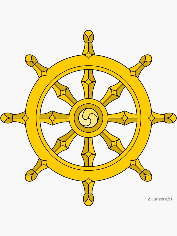 Dharmachakra, Wheel of Dharma. #Dharmachakra #WheelofDharma #Wheel #Dharma #znamenski #helm #illustration #rudder #captain #symbol #design #vector #art #decoration #sign #anchor #antique #colorimage by znamenski