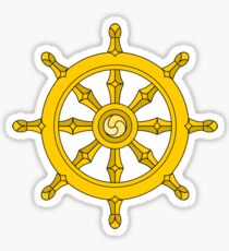 Dharmachakra, Wheel of Dharma. #Dharmachakra #WheelofDharma #Wheel #Dharma #znamenski #helm #illustration #rudder #captain #symbol #design #vector #art #decoration #sign #anchor #antique #colorimage  Sticker