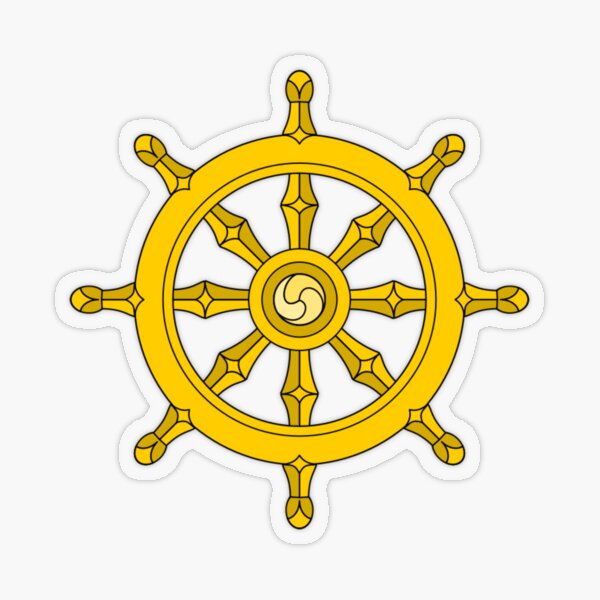 Dharmachakra, Wheel of Dharma. #Dharmachakra #WheelofDharma #Wheel #Dharma #znamenski #helm #illustration #rudder #captain #symbol #design #vector #art #decoration #sign #anchor #antique #colorimage  Transparent Sticker