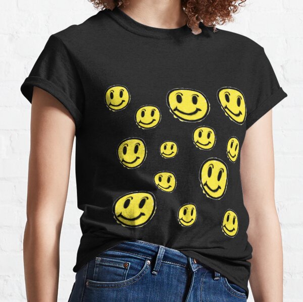 Retro smiley face, collage baseball, sports themed gender neutral t-shirt 