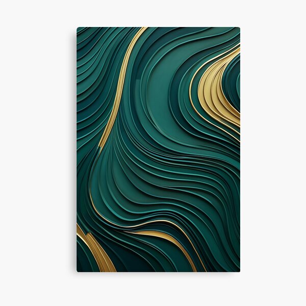 Vista previa del artículo con la obra «Una pared verde y dorada con remolinos», diseñado y vendido por WallWhimsyWorks.