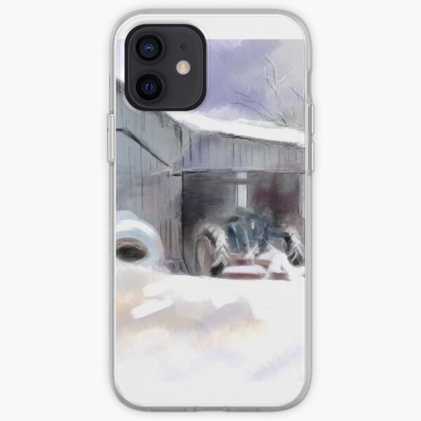 Barn and Tractor in Snow iPhone Soft Case