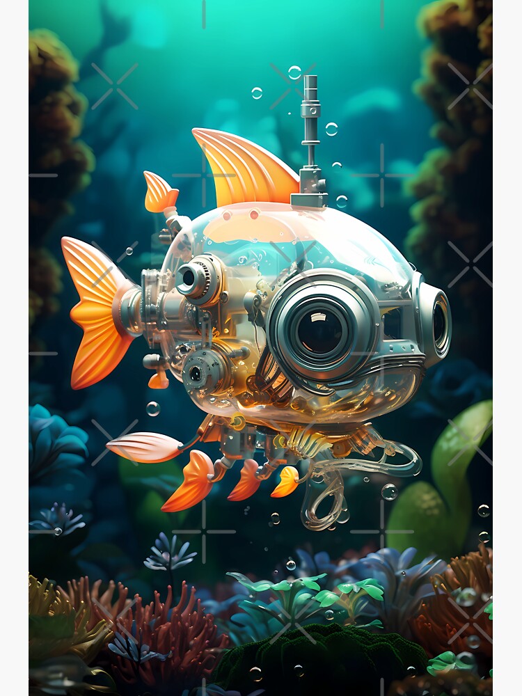 Little Robot Fish No.16 Sticker for Sale by anewrender