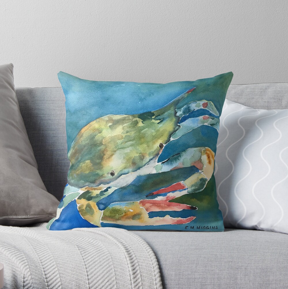Blue Crab Throw Pillow