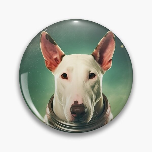 Item preview, portrait of a bull terrier dog in a spacesuit against the background of space designed and sold by JoBlack1.