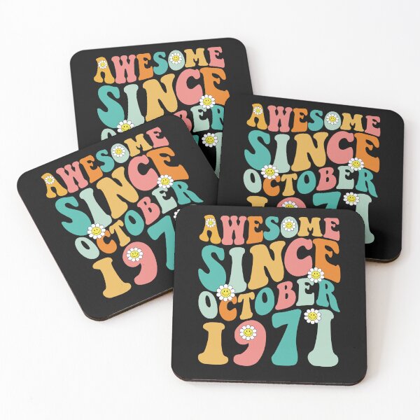 Item preview, Awesome Since October 1971 | Made In 1971 | Retro Groovy Birthday designed and sold by Christina-grich.