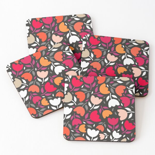 Item preview, Bright Vibrant floral flower and leaf pattern SJ Charcoal black designed and sold by Nicola-Rowe.