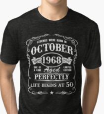 Camiseta de tejido mixto Nacido en octubre de 1968, las leyendas nacieron en octubre de 1968