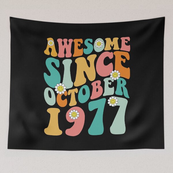 Item preview, Awesome Since October 1977 | Made In 1977 | Retro Groovy Birthday designed and sold by Christina-grich.