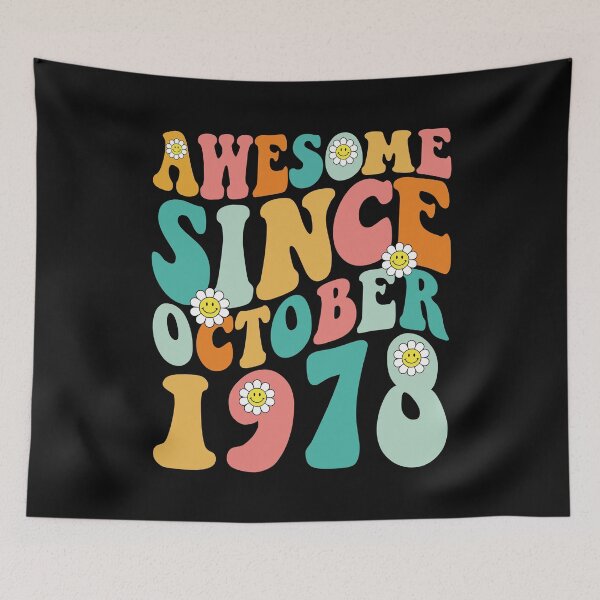 Item preview, Awesome Since October 1978 | Made In 1978 | Retro Groovy Birthday designed and sold by Christina-grich.