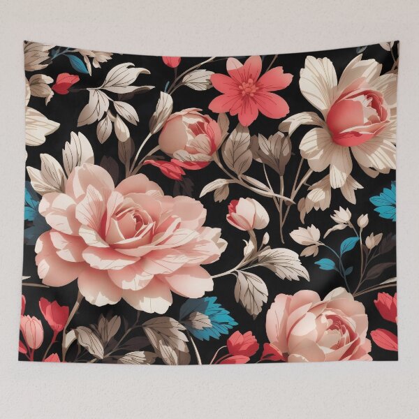 Item preview, Vintage Floral Seamless Pattern Colorful Romantic Flowers On A Dark Background designed and sold by TriniTeeClub.