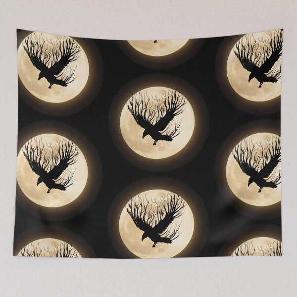 Item preview, Dark shadow of a raven against the background of the moon designed and sold by FlowerandDesing.
