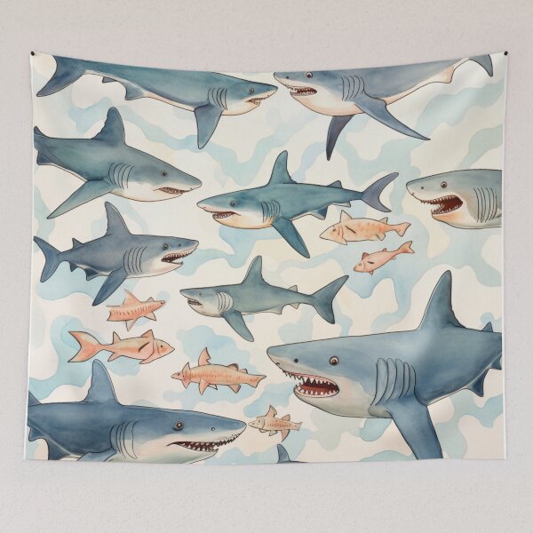 Aperçu de l'œuvre les requins créée et vendue par DiveIntoDesigns.