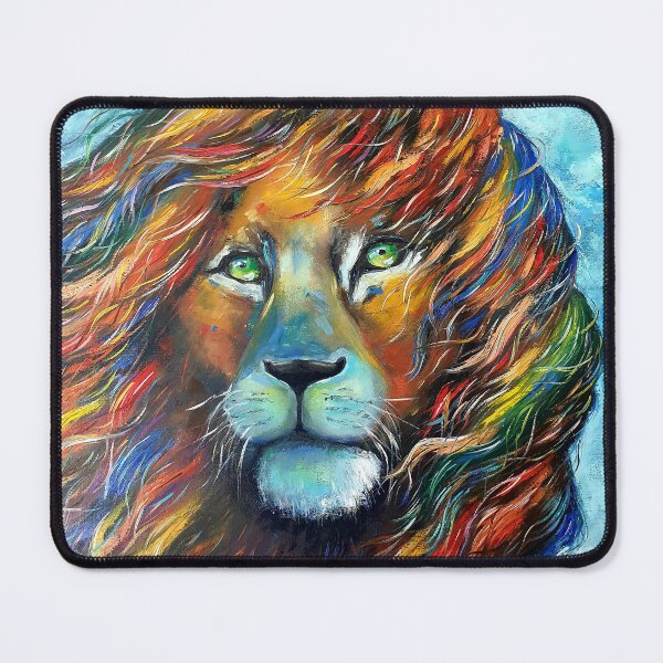 Item preview, Lion Pop Art Style Rainbow hair Green eyes Animal designed and sold by MariDaniArt.