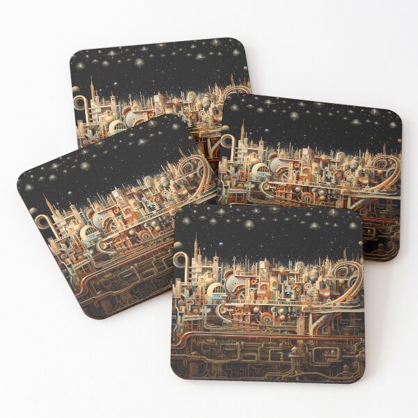 Item preview, Dream World #1 Magical Night Surreal City Retro Futuristic design designed and sold by MarikoDesignArt.