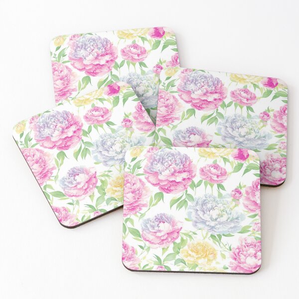Item preview, Peony flower motifs, rainbow color palette designed and sold by CoolPixels.