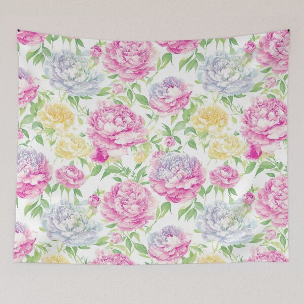 Item preview, Peony flower motifs, rainbow color palette designed and sold by CoolPixels.