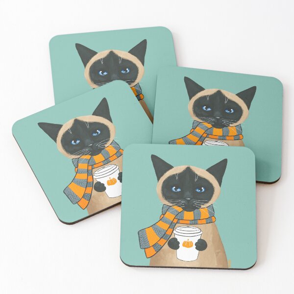 Item preview, Autumn Siamese Coffee Cat designed and sold by KilkennyCat Art.