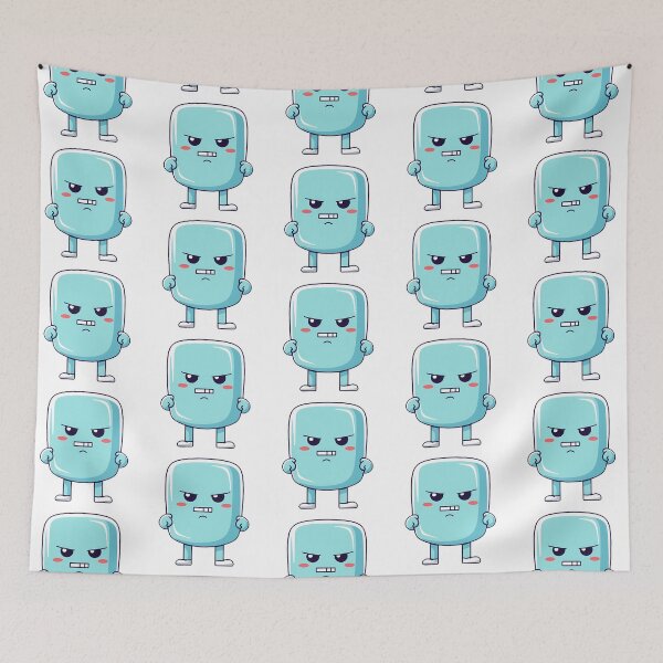Item preview, Angry cute kawaii character, emoticon, funny character, funny, white Background designed and sold by Crazy4Graphics.