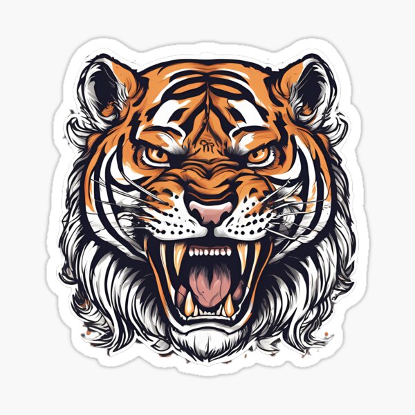 Tiger angry reaction expresion facial emoji vector. Jungle cat animal evil mad  face bares teeth. Crazy smile with negative emotion. Frustrated anger e  Stock Vector Image & Art - Alamy