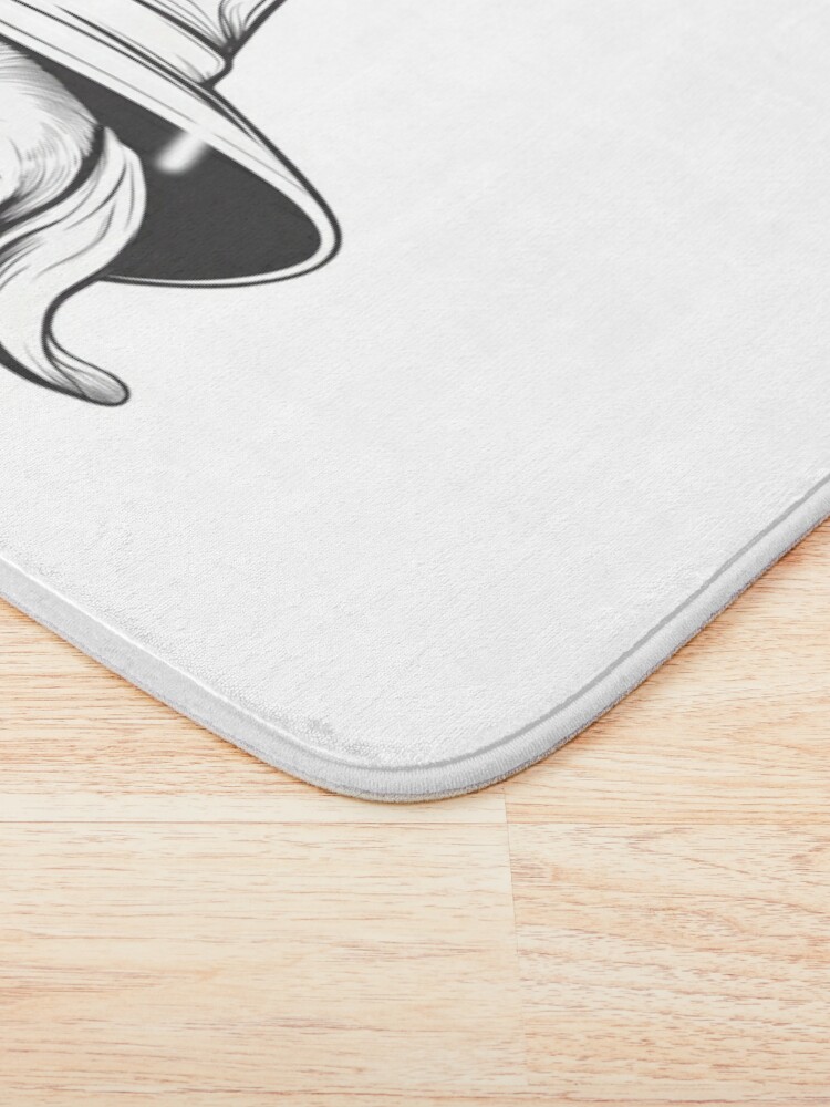 Discover Cute Dog Black white with Witch Hat Line Art  | Bath Mat