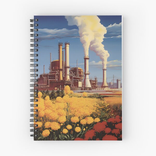 Item preview, Landscape of a Evening Flower Meadow and Factory Chimneys with Emission into the Atmosphere designed and sold by Je-we.