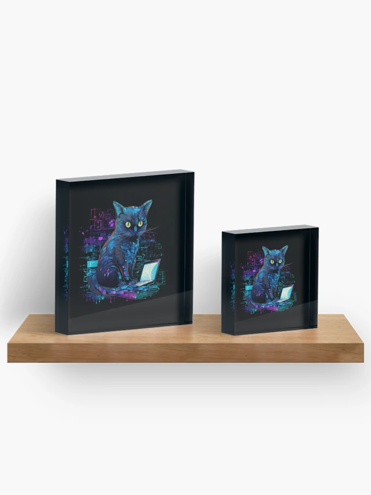 Thumbnail 3 of 5, Acrylic Block, Cat hacker, Programmer coder - developer programming coding designed and sold by Mateusz Majcherek.