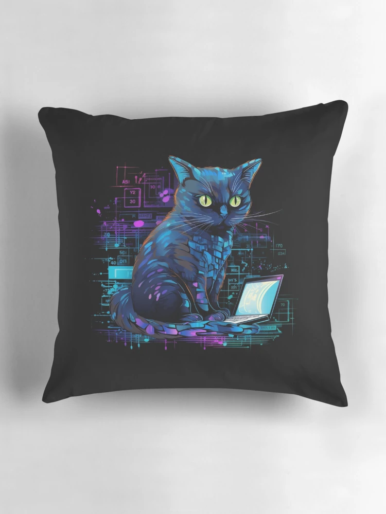 Thumbnail 3 of 4, Pillow, Cat hacker, Programmer coder - developer programming coding designed and sold by Mateusz Majcherek.