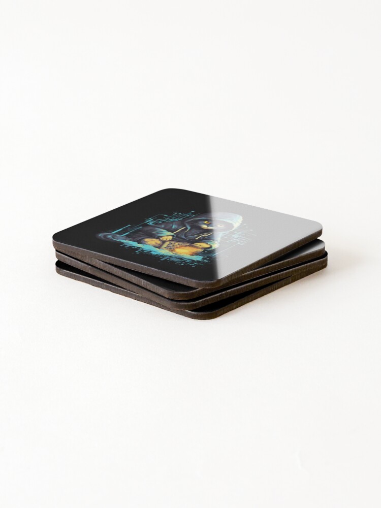 Thumbnail 4 of 5, Coasters (Set of 4), Cat hacker, Programmer coder - developer programming coding designed and sold by GuGus1337.