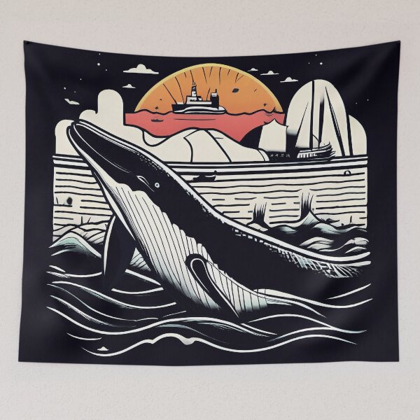 Item preview, whales in the ocean designed and sold by DRAGONFIASCO.