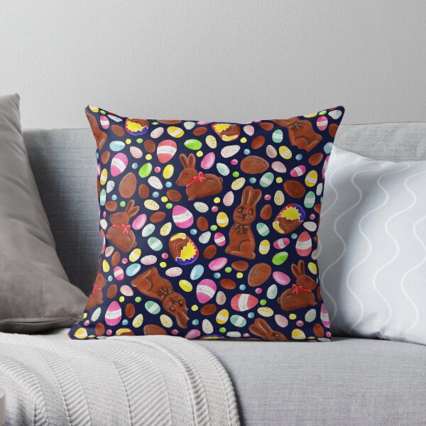 Easter Egg Bounty - Navy Throw Pillow