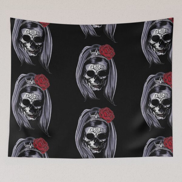 Item preview, Artistic face of a woman - death with a red rose designed and sold by FlowerandDesing.