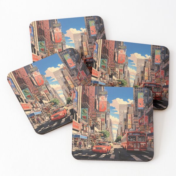 Item preview, The red bus in the 1970s city digital art designed and sold by EternityLoves.