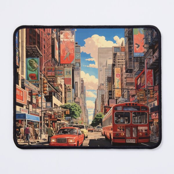 Item preview, The red bus in the 1970s city digital art designed and sold by EternityLoves.