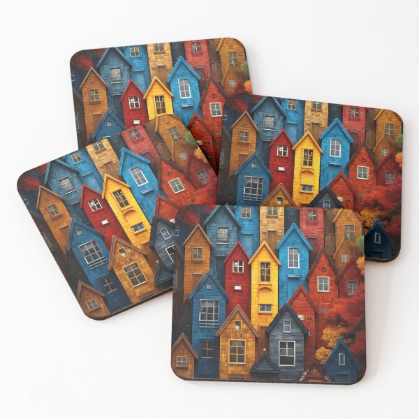 Item preview, Autumn Village Scene: Colorful Houses & Trees designed and sold by SuperSeries.