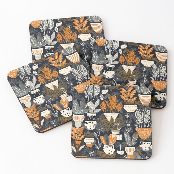 Item preview, Orange and Grey Potted Plants Pattern designed and sold by Brainless Art.