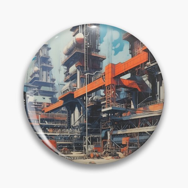 Item preview, Landscape of Factory Chimneys and Constructions with Emission into the Atmosphere and Clear Blue Sky designed and sold by Je-we.
