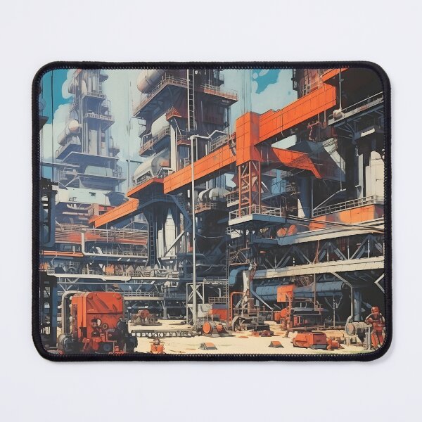 Item preview, Landscape of Factory Chimneys and Constructions with Emission into the Atmosphere and Clear Blue Sky designed and sold by Je-we.