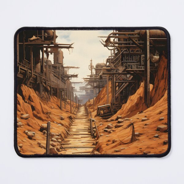 Item preview, Landscape of Rusty Post Apocalyptic Industrial Zone Buildings and Wasteland Road designed and sold by Je-we.