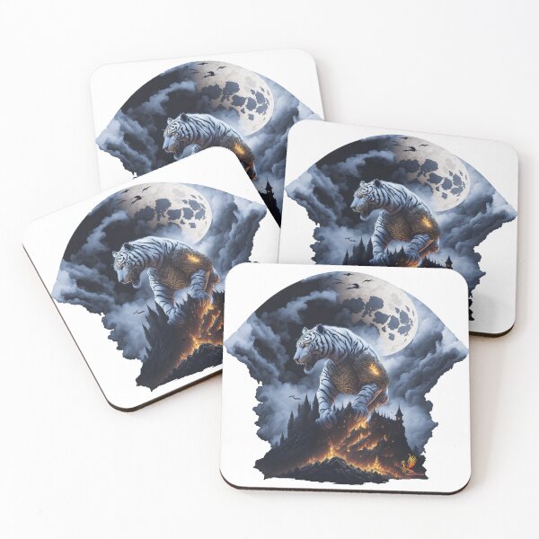 Item preview, Mythical White Tiger Conquering the Castle (White) designed and sold by AmaziaCo.