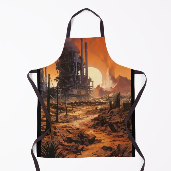 Item preview, Landscape of Rusty Post Apocalyptic Oil Refinery and Emissions, against a Red Sunset designed and sold by Je-we.