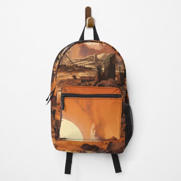 Item preview, Landscape of Rusty Post Apocalyptic Oil Refinery and Emissions, against a Red Sunset designed and sold by Je-we.