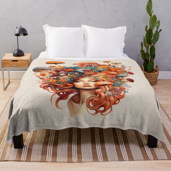 Item preview, Psychedelic Groovy Fantasy Mushroom Woman designed and sold by MyThirdFavorite.
