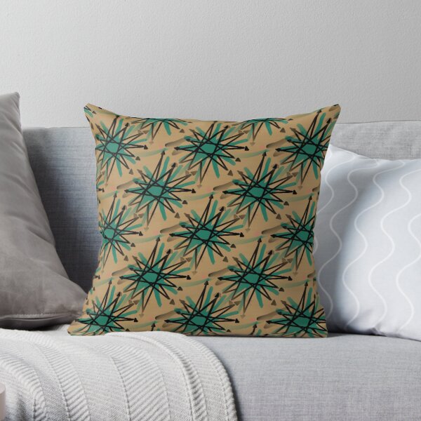 Retro Starburst Print Throw Pillow